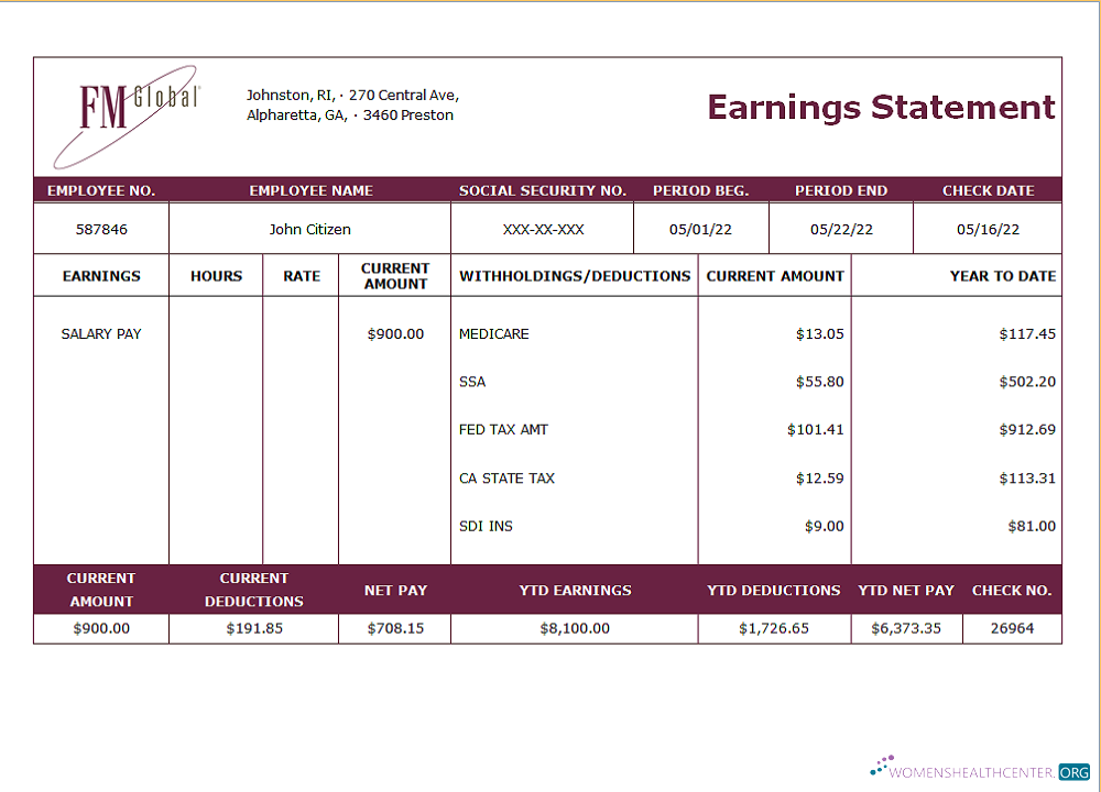 Download USA insurance company earning statement Photoshop template